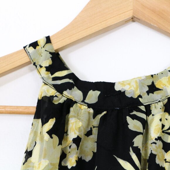 *Torrid Shirt Top Chiffon Mock Neck Halter Black Floral Tunic Blouse - Picture 6 of 9